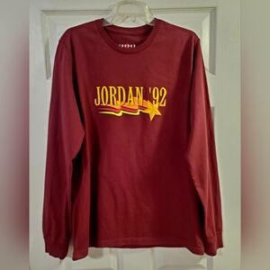 Jordan Maroon Long Sleeve Tee with Yellow Print